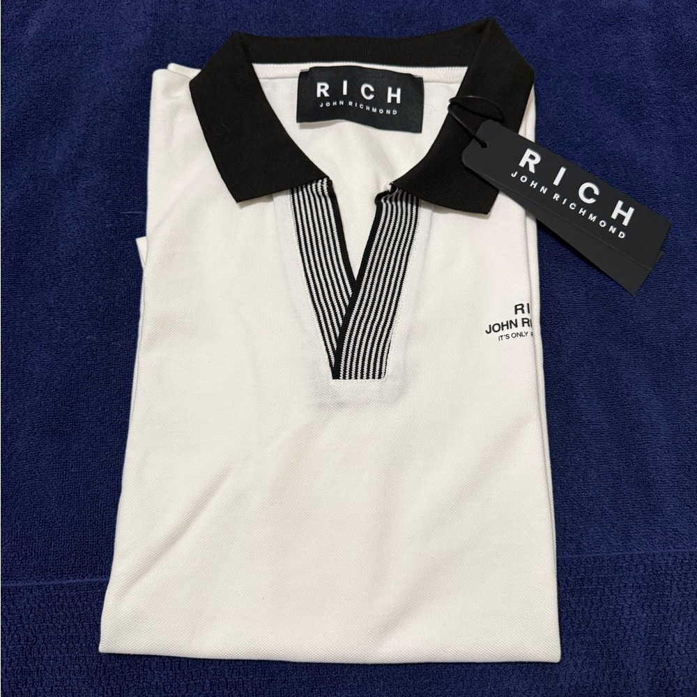 John Richmond White Polo with Black Accents